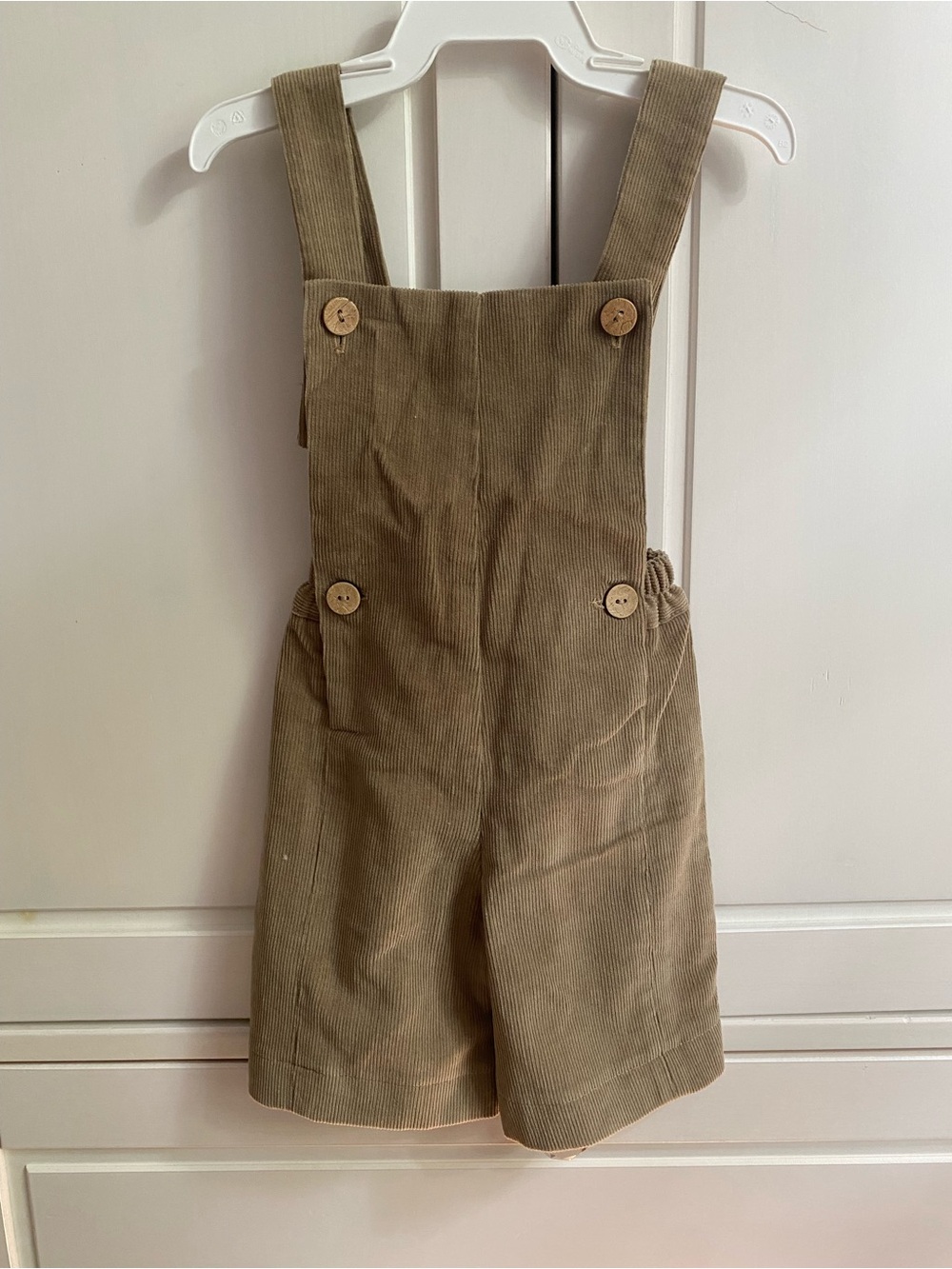 Baby Corduroy Overall Shorts in Olive Green